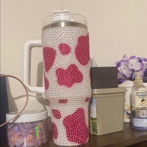 Sparkling Pink and White Rhinestone Tumbler